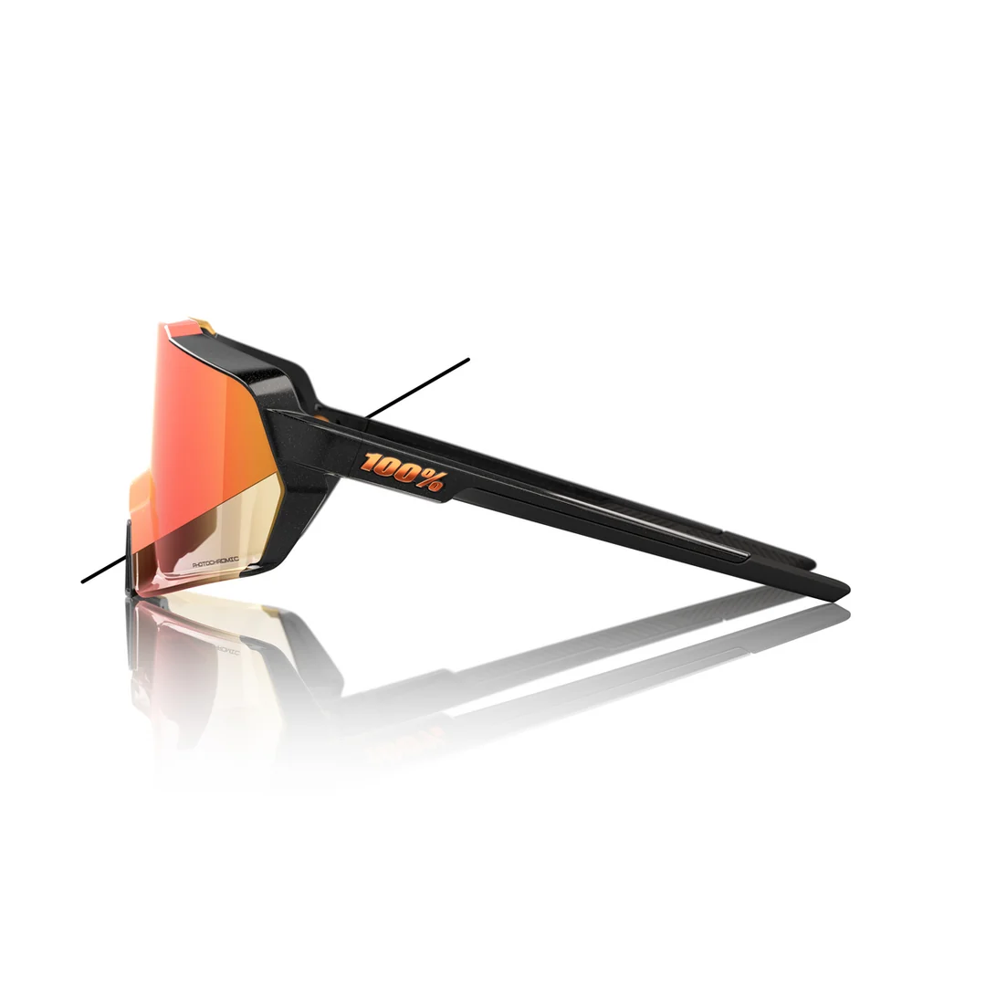 100% KORBIN Cycling Sunglasses - Gloss Metallic Black - Orange Flash Mirror Photochromic - Image 3