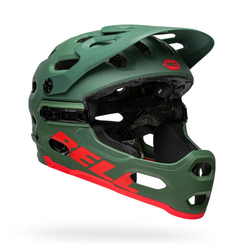 Bell Super 3R (MIPS) MTB Helmet - Matt Dark Green / Infrared - Image 3