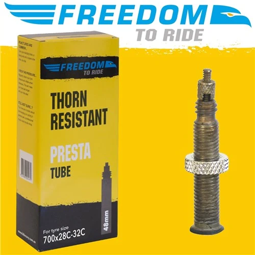 Freedom To Ride Thorn Resistant Inner Tube - Presta 48mm Valve - 700x28-32mm
