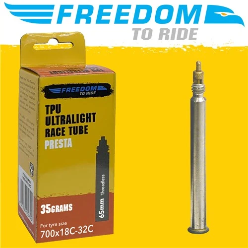 Freedom To Ride TPU Ultralight Inner Tube - Presta 65mm Valve - 700x18-28mm